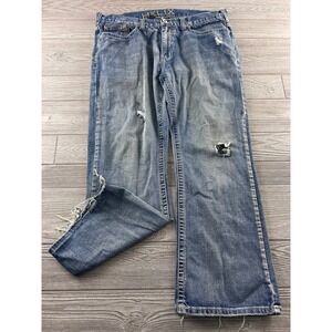 Helix Virtue Bootcut Jeans Mens 38x30 Medium Wash Distressed Studded Y2K Denim